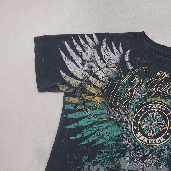 Vintage Xzavier T Shirt Scripts Crosswing Goth Grunge Y2K Shirt Size Large - Picture 9 of 14
